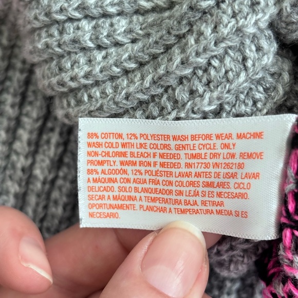 Cat & Jack Gray and Pink Fair Isle Cardigan Size XL (14/16) - Picture 10 of 11